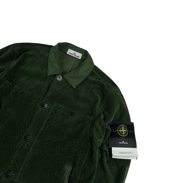 Stone Island 2023 Emerald Green Corduroy 400 Cotton Lined Jacket - Medium