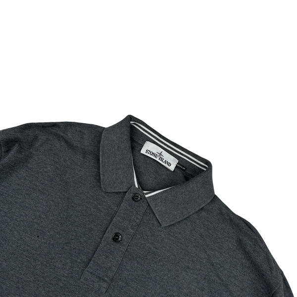 Stone Island Grey Cotton Long Sleeve Polo Shirt - XL