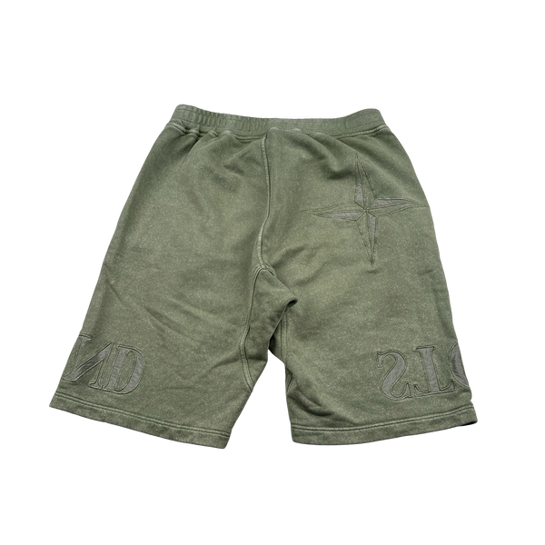 Stone Island 2020 Green Dust Coloured Embroidered Spellout Shorts Set - Medium