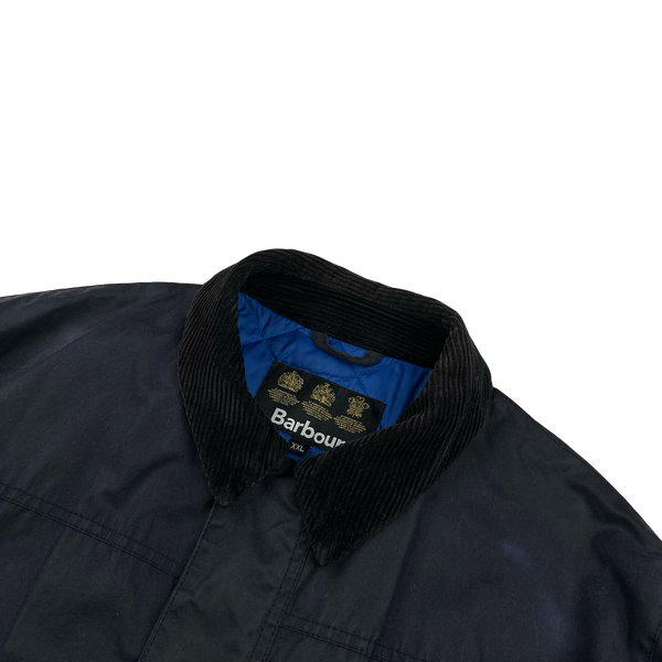 Barbour Navy Cotton Quilted Lined Wax Field Jacket - XXL