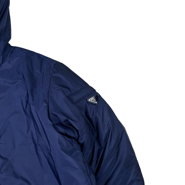 Prada Blue Reversible Triangle Tab Zipped Puffer Jacket - XL