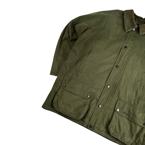 Barbour Olive Green Cotton Flannel Lined Boxy Fit Jacket - XL