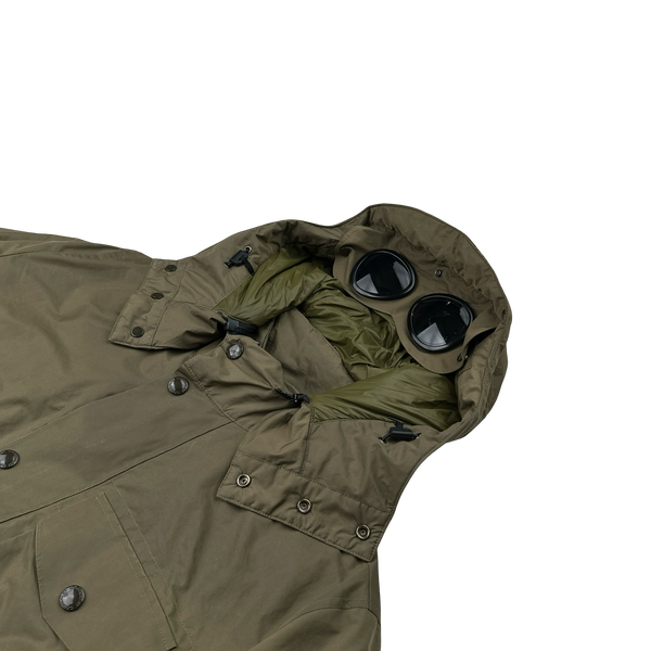 CP Company Khaki Micro M Down Filled Goggle Jacket - Large