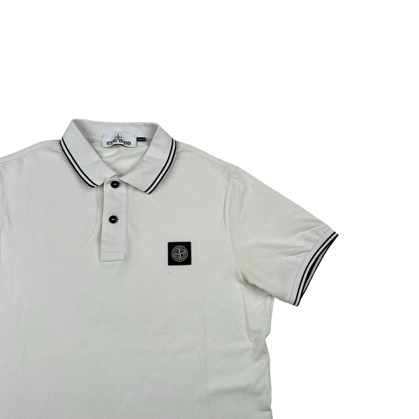 Stone Island White Cotton Polo Shirt - Large