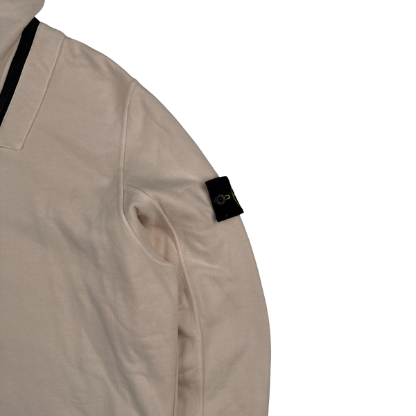 Stone Island 2022 Misty Rose Zip Off Hood Pullover Cotton Jumper - Large
