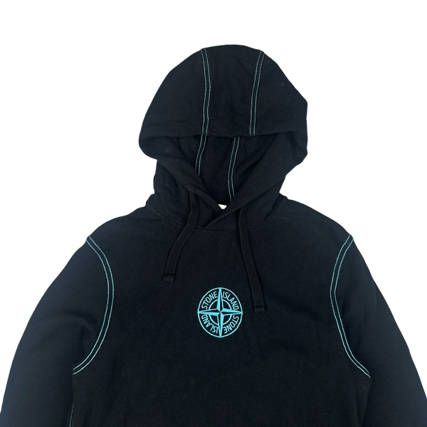 Stone Island Contrast Stitch Cotton Pullover Compass Hoodie - Small