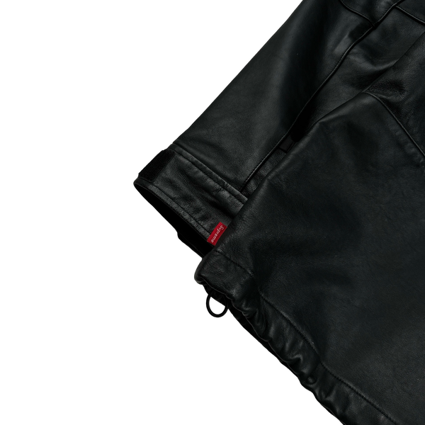 North Face X Supreme Black Heavyweight Soft Leather Mountain Jacket - Large
