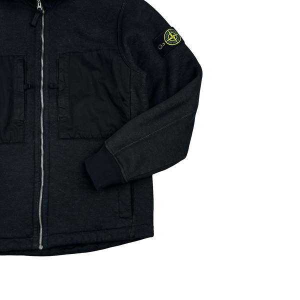 Stone Island 2023 Black Teddy Fleece Zipped Jumper - Medium