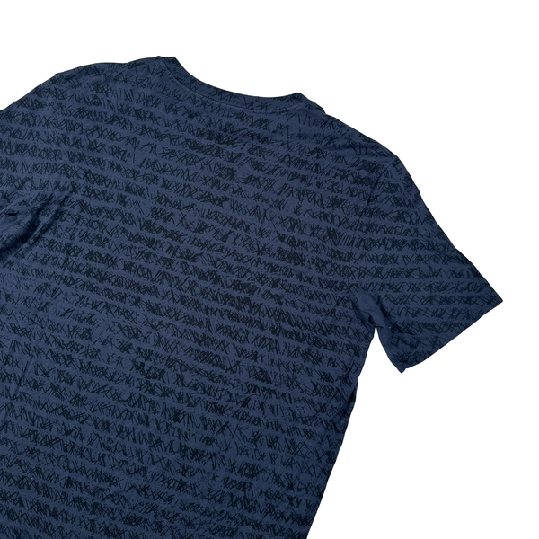 Stone Island 2004 Monogram Spellout Navy Cotton T Shirt - Medium