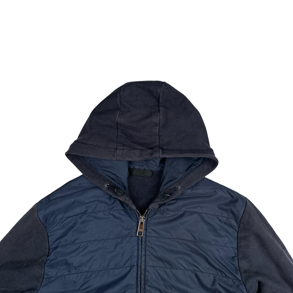 Prada Red Tab Hybrid Navy Quilted Cotton/Nylon Jacket - Large