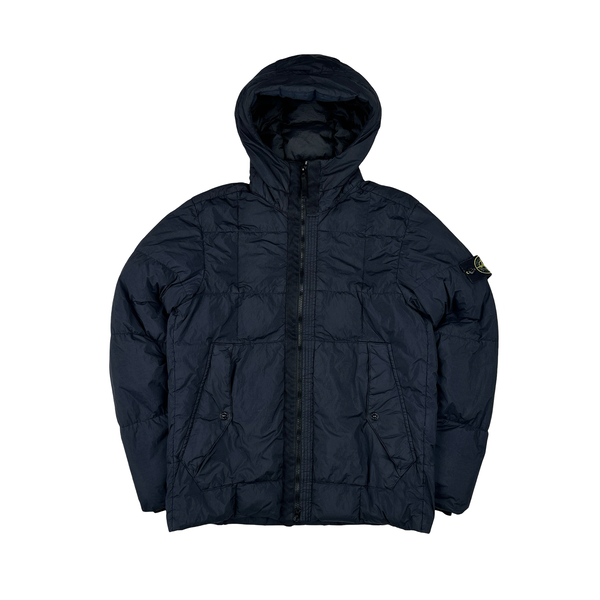 Stone Island 2018 Navy Down Filled Crinkle Puffer Jacket - Medium