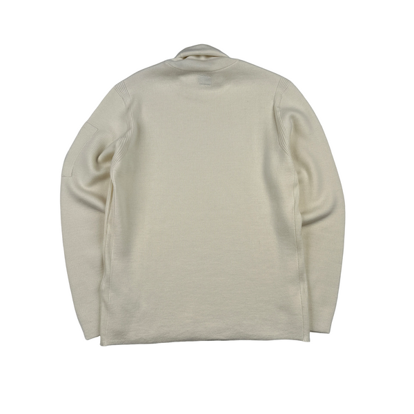 CP Company Beige Thick Ribbed Roll Neck Knit - Medium