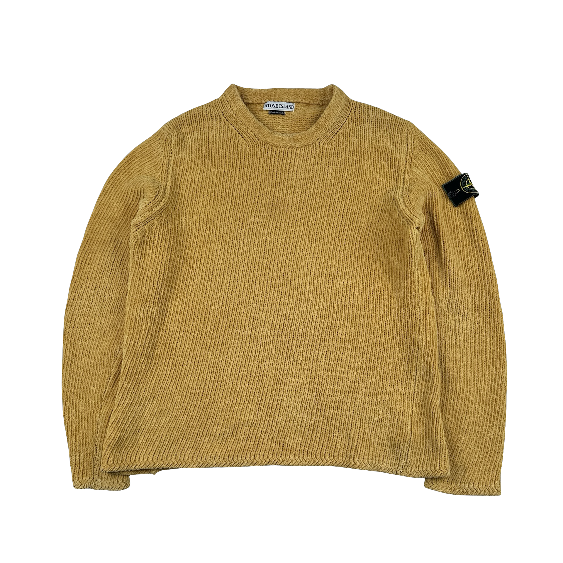 Stone Island 1998 Yellow Chenille Knit Vintage Jumper - Medium