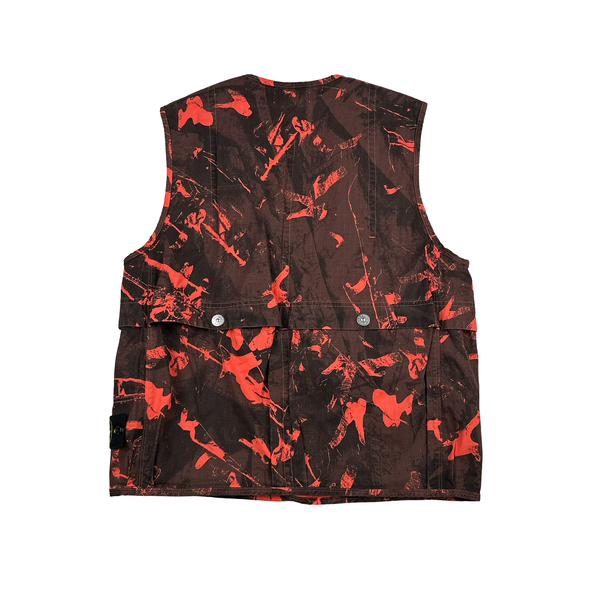 Stone Island Red Scan Camo Ripstop Gilet - Large