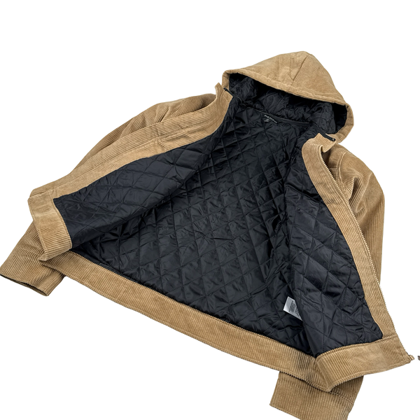 True Religion Zipped Corduroy Quilted Hooded Bomber Jacket - Medium