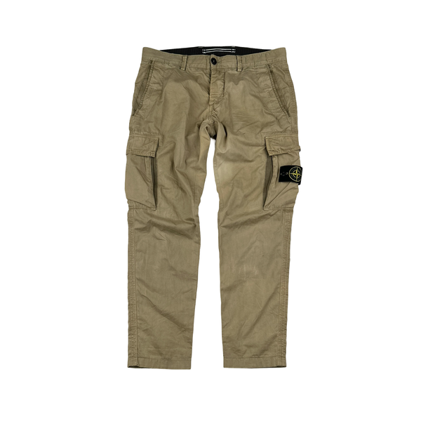 Stone Island Garment Dyed Beige Cargo Combat Trousers - Small