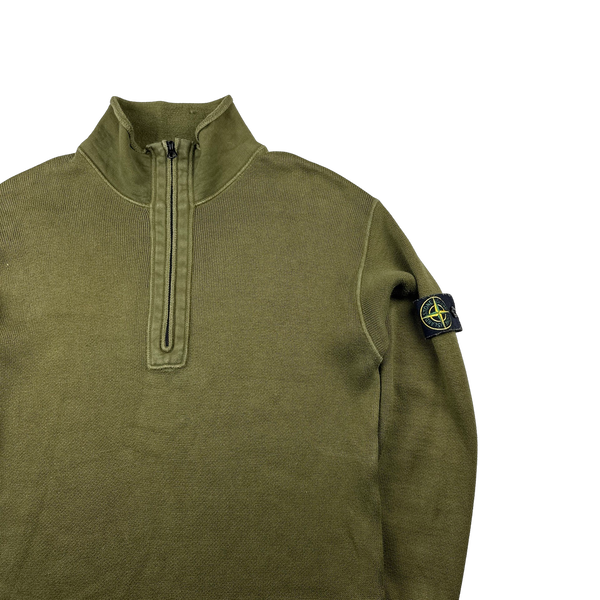 Stone Island 2004 Khaki Cotton High Neck Pullover - Medium