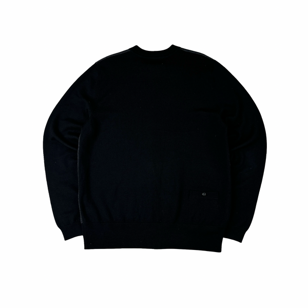 Fred Perry Black Grey Details Crewneck Zipped Knit - Large