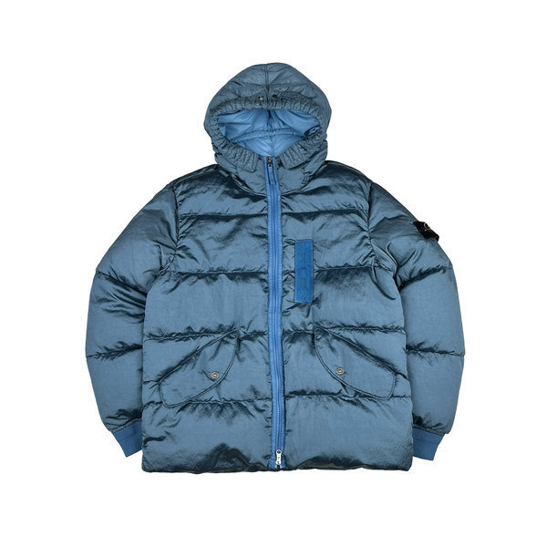 Stone Island 2022 Baby Blue Nylon Metal Econyl Down Puffer Jacket - Large