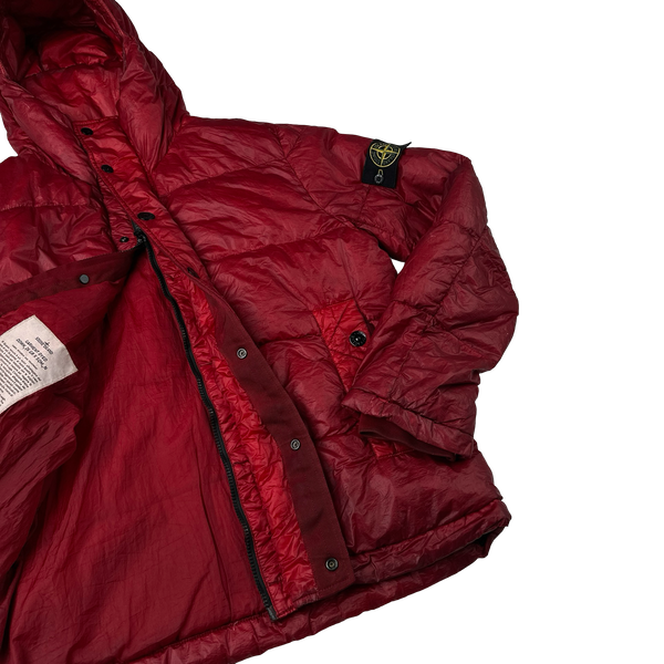 Stone Island 2011 Red Garment Dyed Down Filled Puffer Jacket - Large
