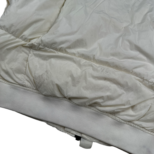 Stone Island White Garment Dyed Crinkle Reps Puffer Jacket - Medium