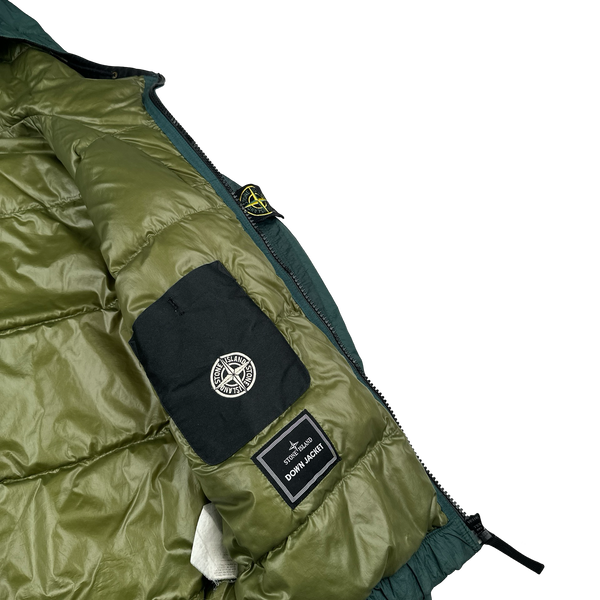 Stone Island 2009 Green Down Filled Padded Mesh Badge Jacket - Large