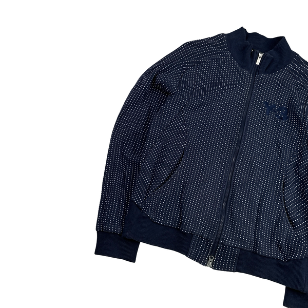 Y-3 Navy Polka Dot Pattern Zip up Cotton Jumper - Large