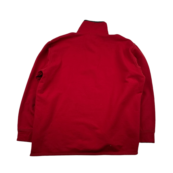 Stone Island 2003 Red  Compass Stretch Cotton Fleece Lined Quarter Zip Jumper - XXL