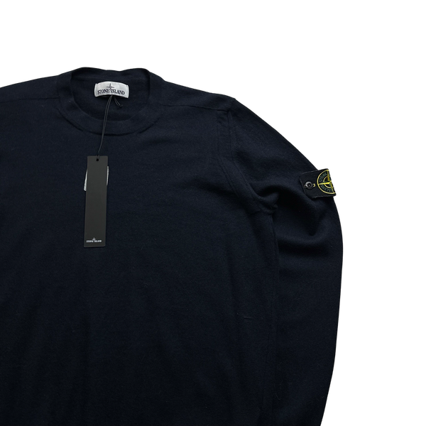 Stone Island 2020 Navy Merino Wool Crewneck Jumper - XL