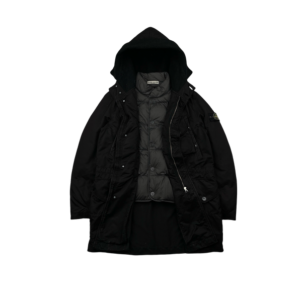 Stone Island 2010 Black David TC Down Lined Parka Jacket - Large