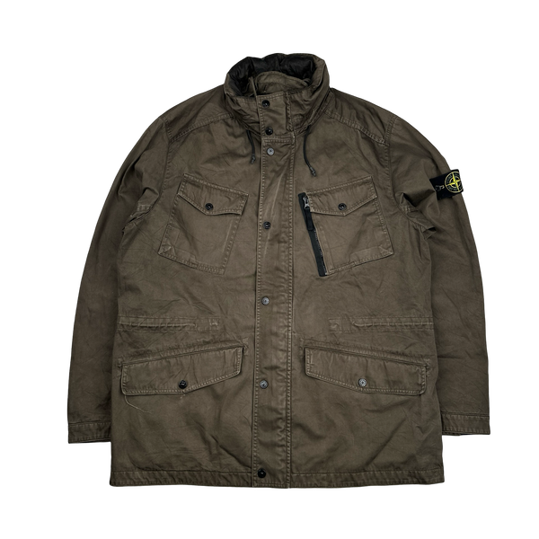 Stone Island 2013 Brown Raso Gommato Field Jacket - XXL