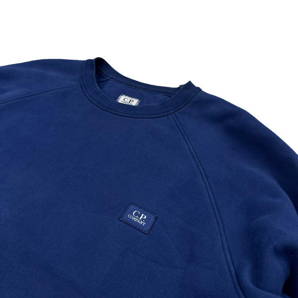 CP Company Blue Cotton Crewneck Patch Jumper - XL