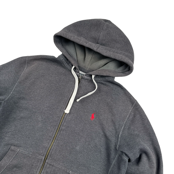 Ralph Lauren Dark Grey Zipped Hoodie Tracksuit Set - Medium