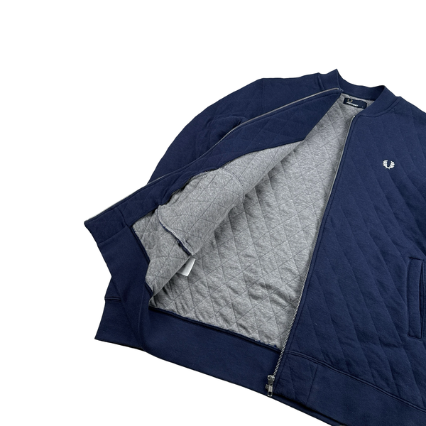 Fred Perry Navy Zipped Collared Jumper - Large