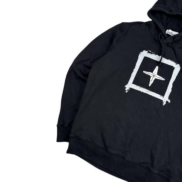 Stone Island 2021 Black Compass Pullover Cotton Hoodie - XL