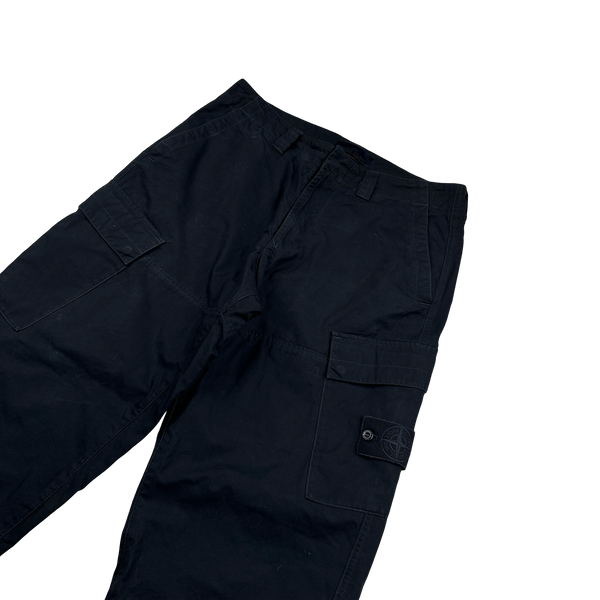 Stone Island 2023 Navy Ghost Piece O Ventile Cotton Cargo Trousers - 34"
