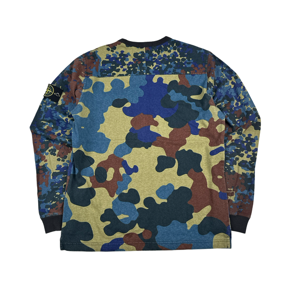 Stone Island 2013 Blue Camo Longsleeve Crewneck - XXL