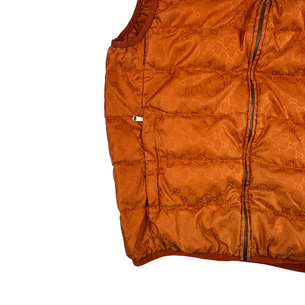Gucci Monogram Orange Zipped Gilet Jacket - Large