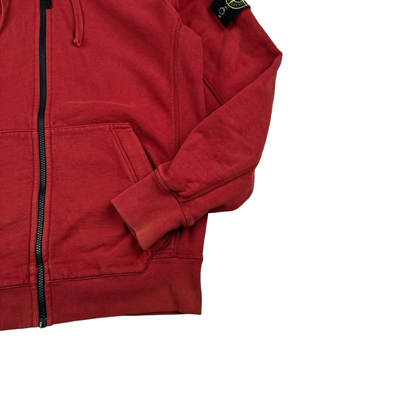 Stone Island 2015 Red Zipped Cotton Hoodie - Medium