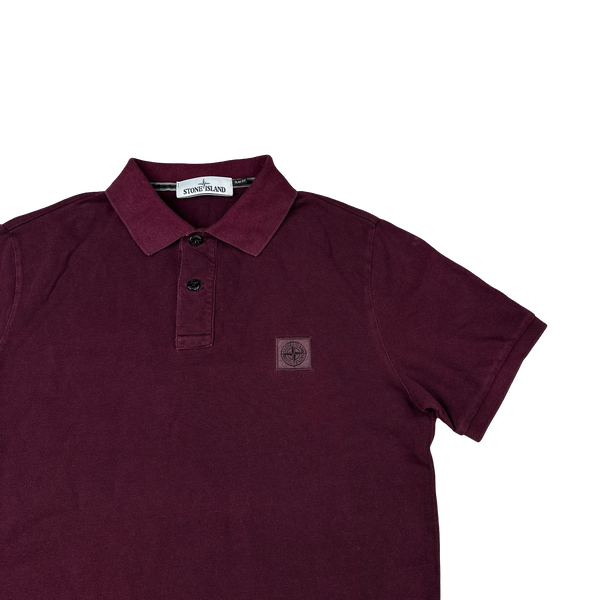 Stone Island Burgundy Cotton Polo Shirt - Large