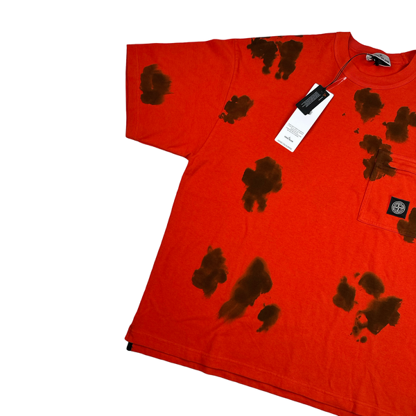 Stone Island 2023 Red Hand Colouring Cotton Top - Large - XL