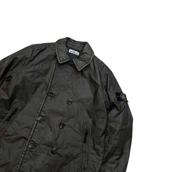 Stone Island 30th Anni Brown Mussola Gommata Double Breasted Jacket - Small