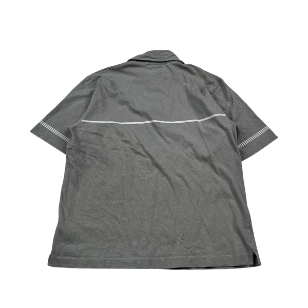 Stone Island 1997 Grey Cotton Spellout Vintage Polo Shirt - Medium