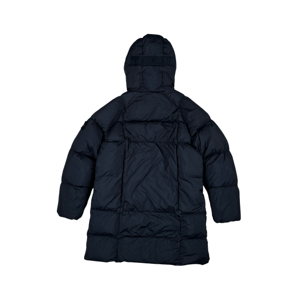 Stone Island 2019 Navy Garment Dyed Crinkle Reps Dual Hood Parka Jacket - Small