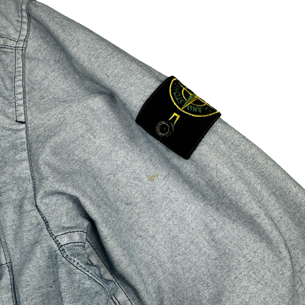 Stone Island 2019 Canvas Placcato Washed Blue Jacket - Medium