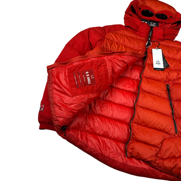 CP Company X Fila Red D D Shell Down Filled Goggle Jacket - Large