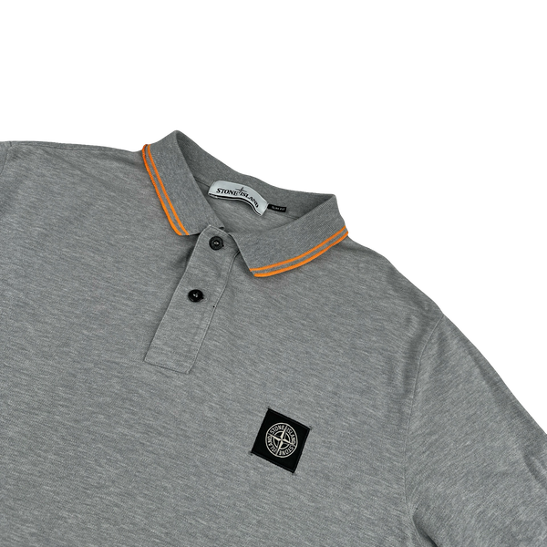 Stone Island 2018 Grey Orange Piped Polo Shirt - XL
