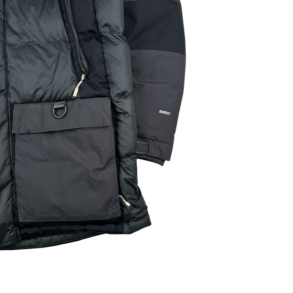North Face Grey 550 Down Filled Winter Fur Hood Trim Jacket - XL