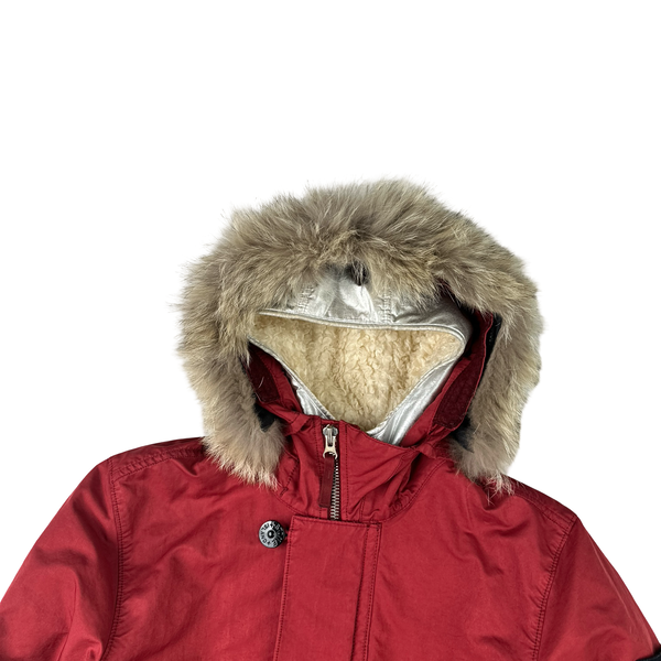 Stone Island 2015 Silver Sherling Liner Coyote Fur Hood David TC Jacket - Small