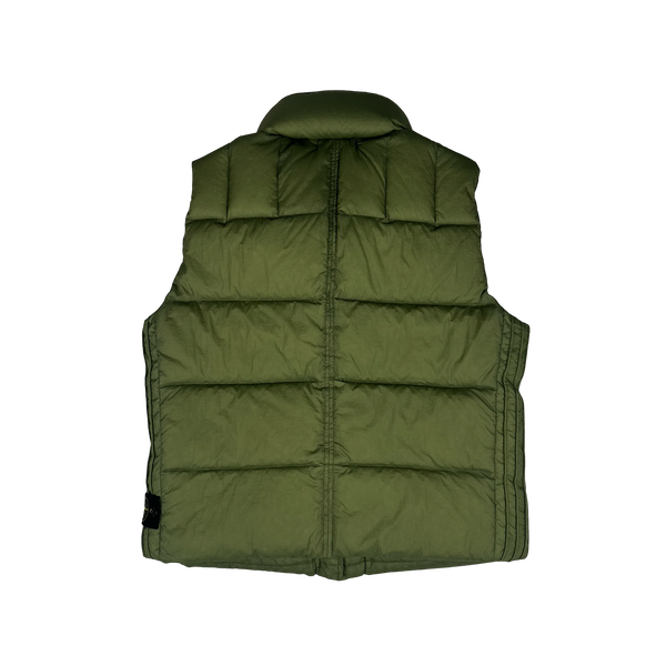 Stone Island 2010 Green Opaque Nylon Tela Down Gilet - XL